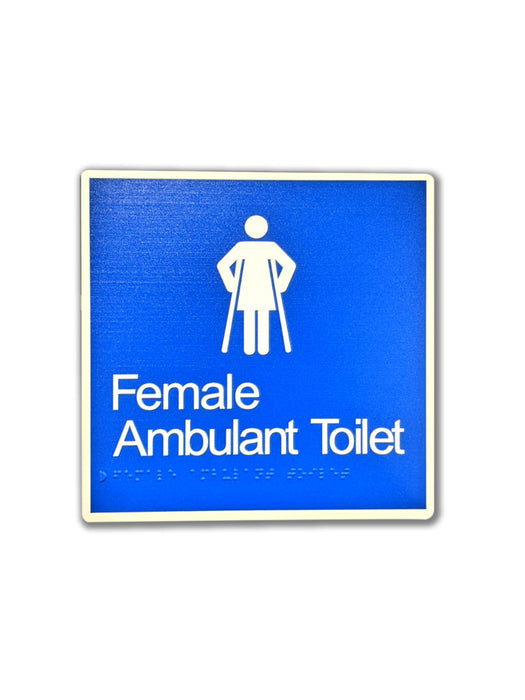 Sign Toilet Braille AMBULANT FEMALE Wht/BLUE - 200 x 200mm ALUM
