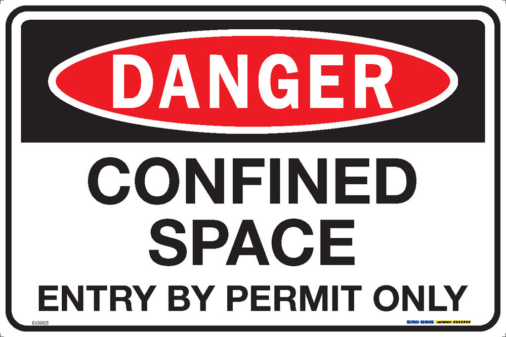 Sign DANGER CONFINED SPACE ENTRY PERMIT ONLY Black/Red/White