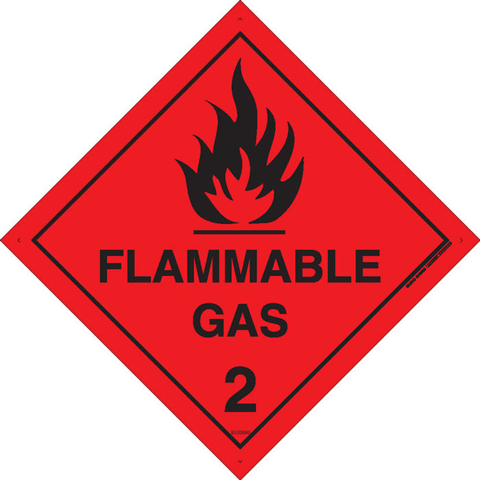 Sign FLAMMABLE GAS 2 Class Label diamond Red/Black