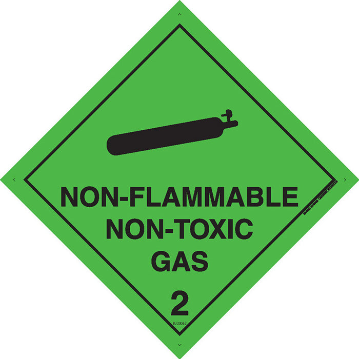 Sign NON FLAM NON TOXIC GAS 2 Class Label diamond Black/Green