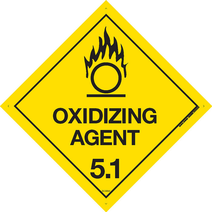 Sign OXIDIZING AGENT 5.1 Class Label diamond Black/Yellow