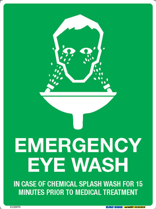 Sign EMERGENCY EYE WASH +graphic White/Green