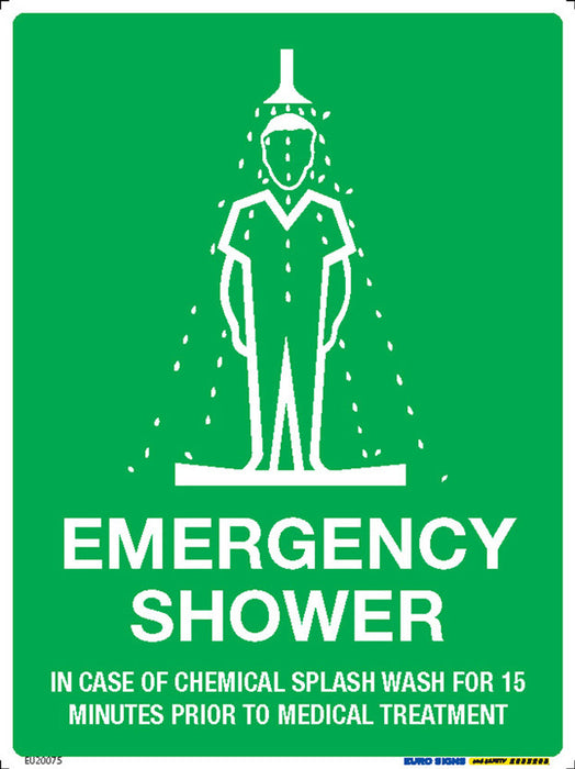 Sign EMERGENCY SHOWER +graphic White/Green