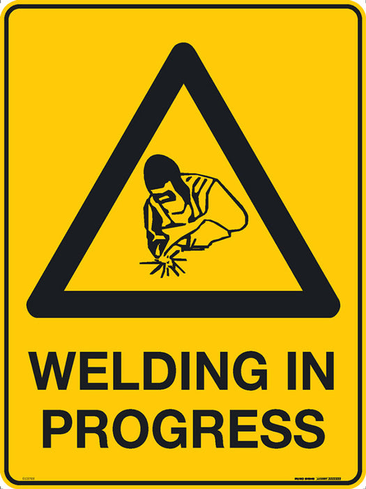 Sign DANGER WELDING IN PROGRESS +graphic Black/Yellow METAL