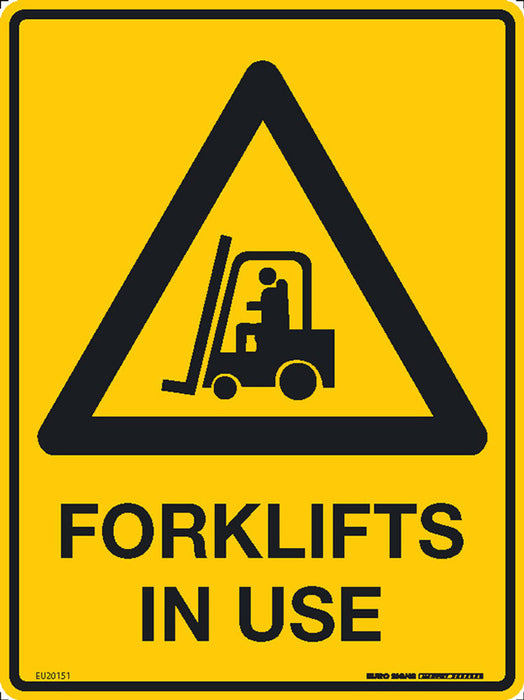 Sign FORKLIFTS IN USE +graphic Black/Yellow METAL