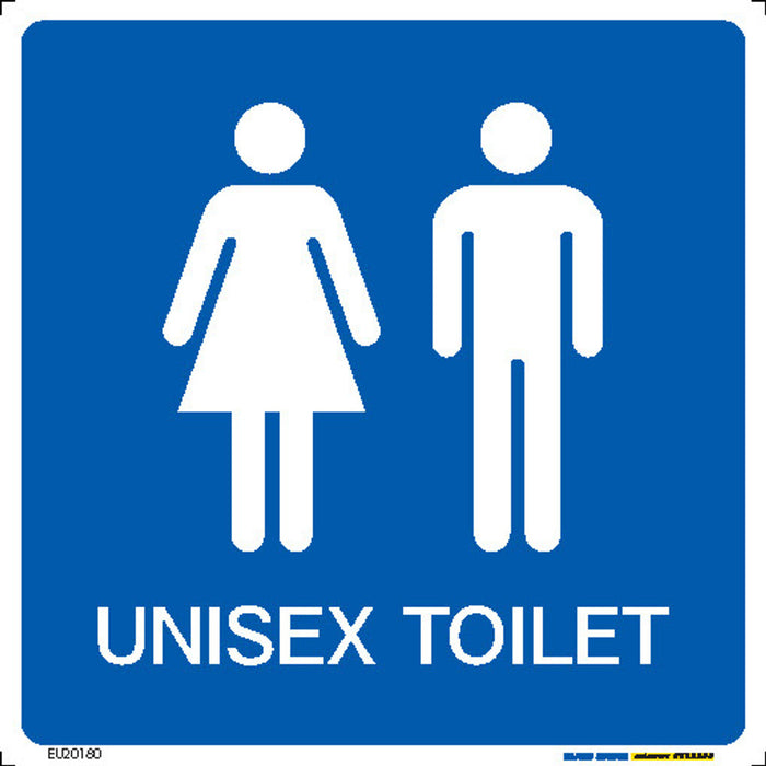 Sign TOILET UNISEX White/Blue