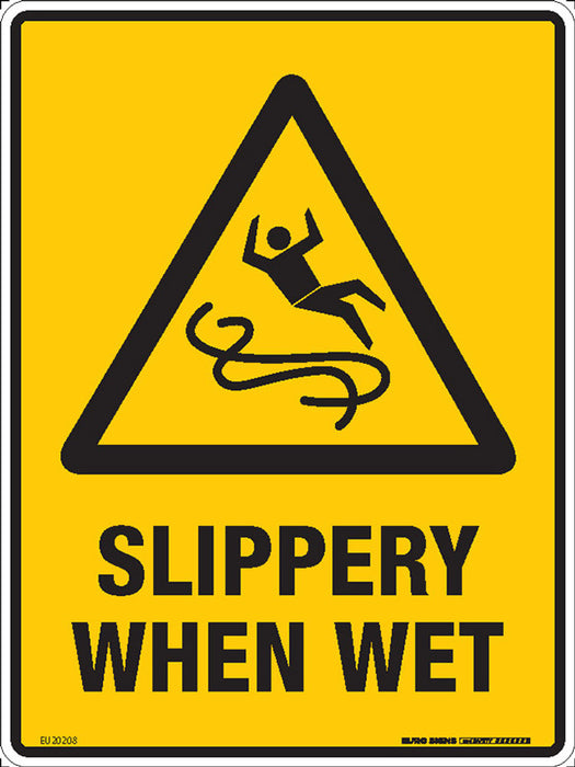 Sign SLIPPERY WHEN WET +graphic Black/Yellow METAL