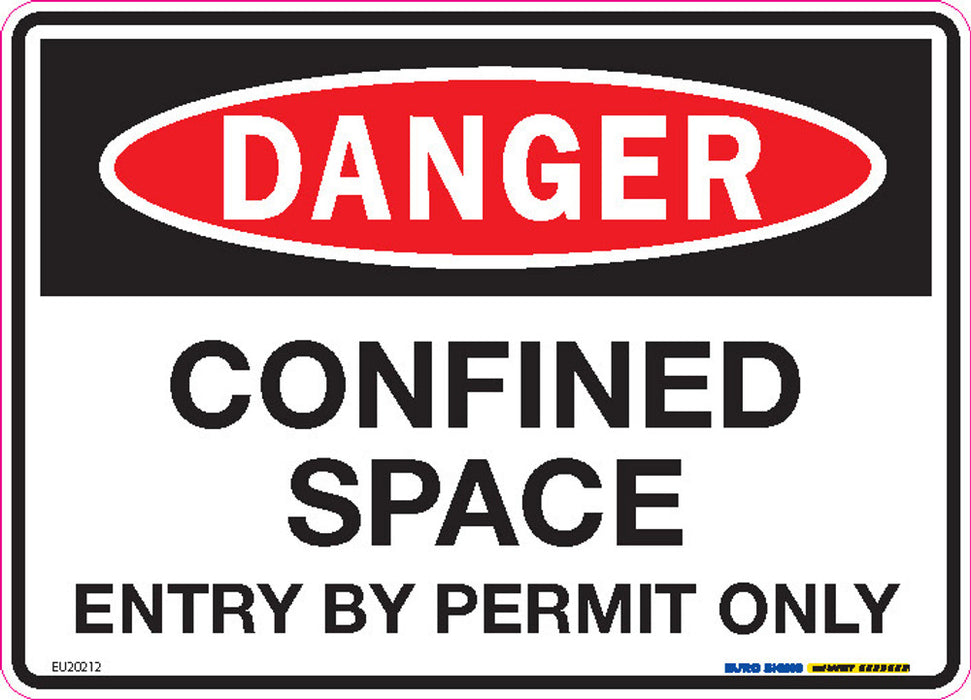 Sign DANGER CONFINED SPACE ENTRY PERMIT ONLY Black/Red/White