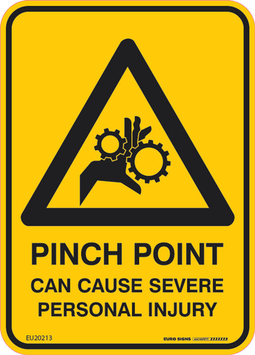 Sign PINCH POINT CAN CAUSE SEVERE INJURY +graphic Black/Yellow DECAL