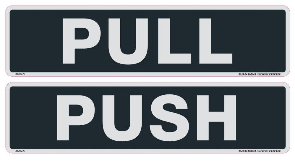 Sign PUSH + PULL - per Pair Black/Silver DECAL
