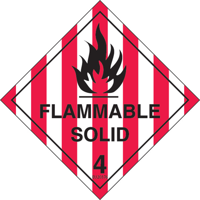 Sign FLAMMABLE SOLID 4 Class Label diamond Black/Red/White Stripe DECAL