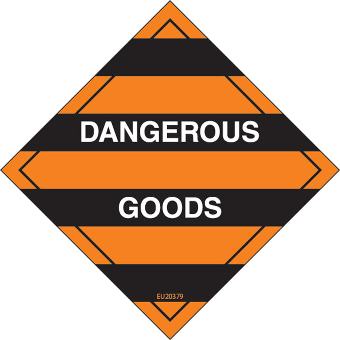 Sign DANGEROUS GOODS Class Label diamond Orange/White/Black DECAL