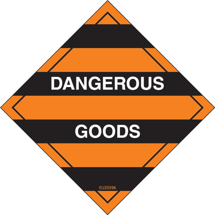 Sign DANGEROUS GOODS Class Label diamond Orange/White/Black DECAL