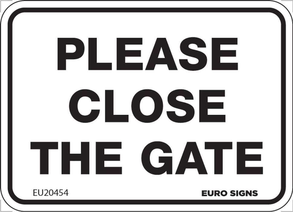 Sign PLEASE CLOSE THE GATE Black/White METAL