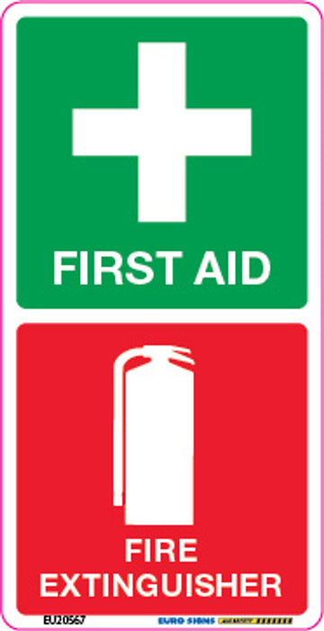 Sign FIRST AID + FIRE EXTINGUISHER combo White/Green/Red DECAL