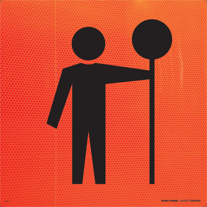 Sign Traffic Control Person SYMBOL Blk/Fluro Org - 600 x 600mm CORF