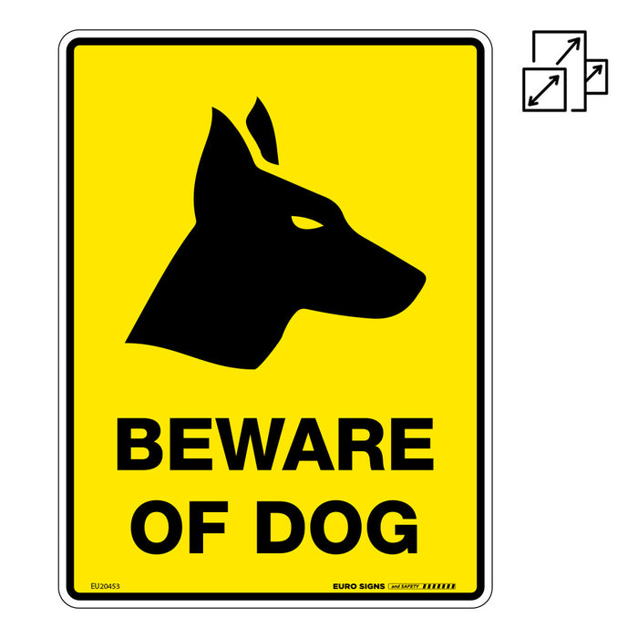 Sign BEWARE OF DOG +graphic Black/Yellow METAL