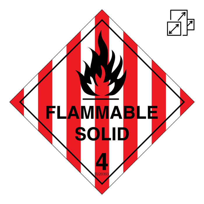 Sign FLAMMABLE SOLID 4 Class Label diamond Black/Red/White Stripe DECAL