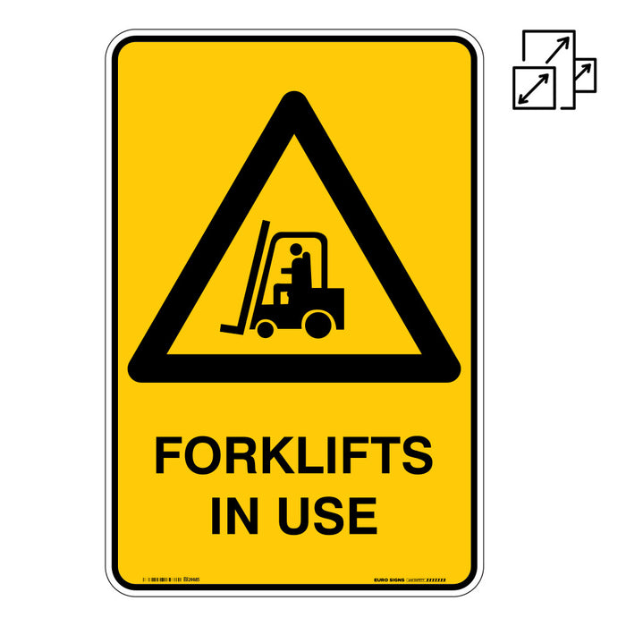 Sign FORKLIFTS IN USE +graphic Black/Yellow METAL