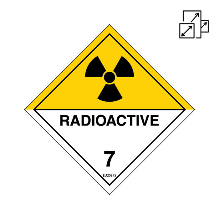 Sign RADIOACTIVE 7 Class Label diamond Black/Yellow/White DECAL