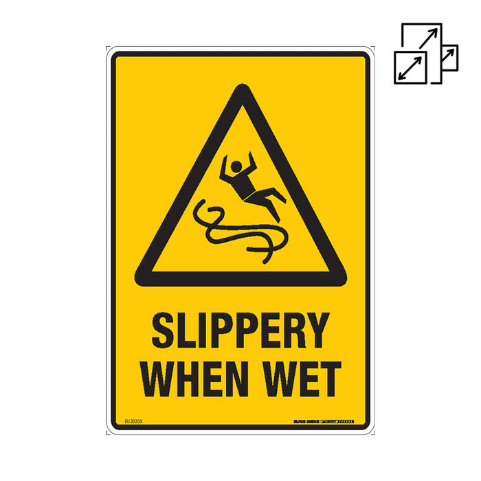 Sign SLIPPERY WHEN WET +graphic Black/Yellow METAL