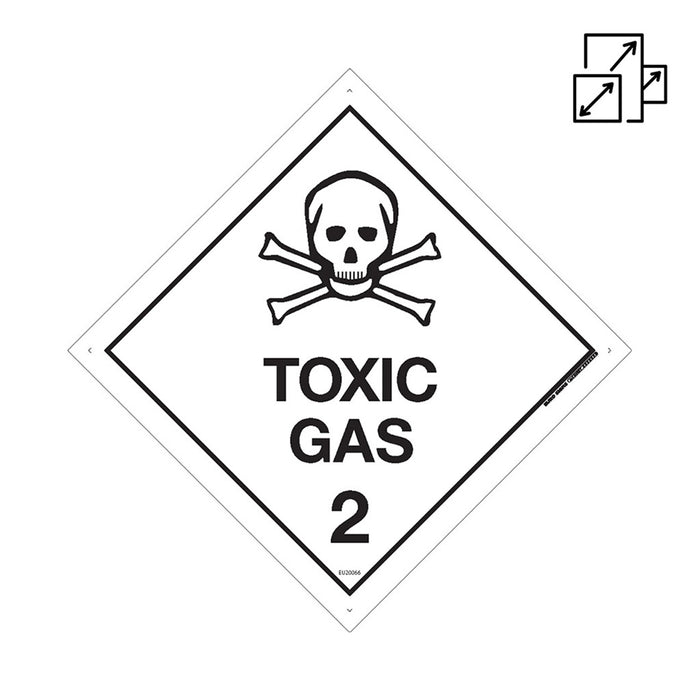 Sign TOXIC GAS 2 Class Label diamond White/Black