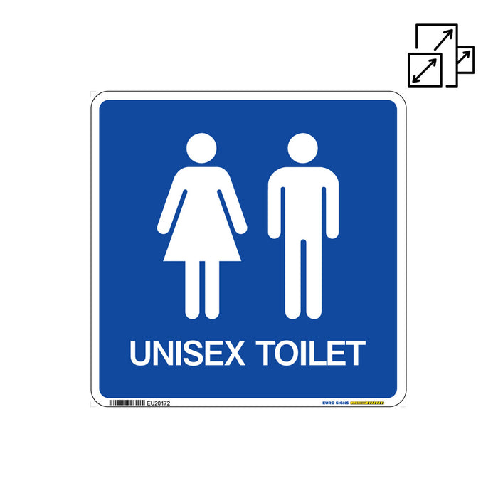 Sign TOILET UNISEX White/Blue