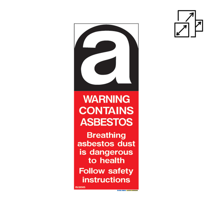 Sign WARNING ASBESTOS Black/Red/White DECAL