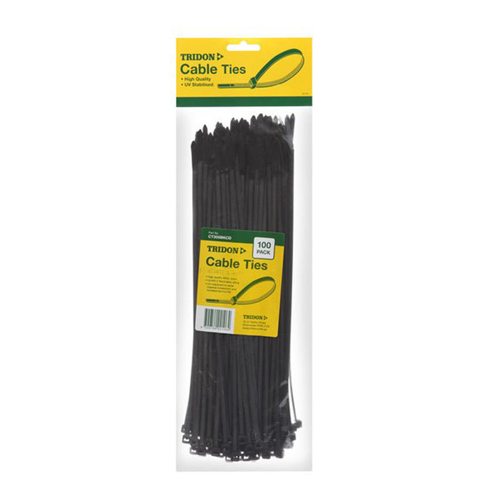 Cable Ties TRIDON Blk w4mm x L200mm x 100qty