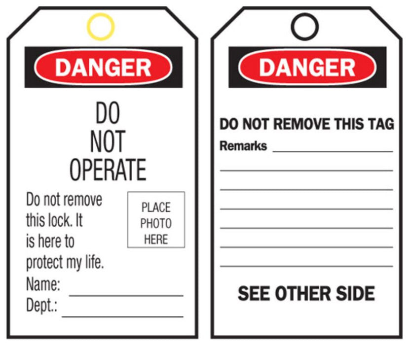 Tag DO NOT OPERATE wth ID - Self Laminating wth ties x 10qty POLY