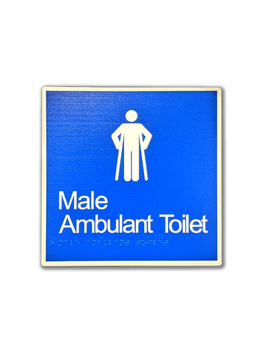 Sign Toilet Braille AMBULANT MALE Wht/BLU - 200 x 200mm ALUM