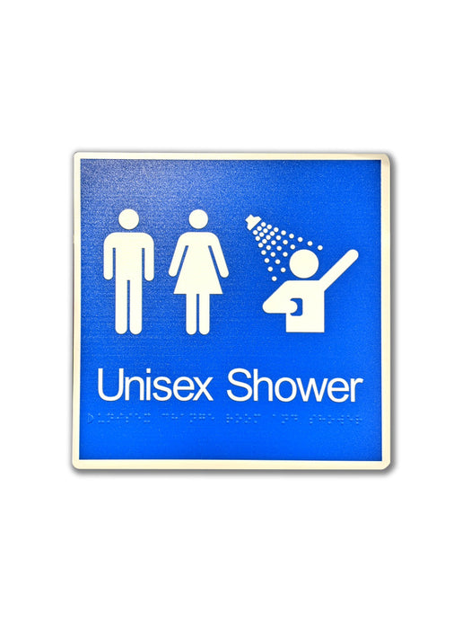 Sign Braille UNISEX SHOWER Blu/Wht - 200 x 200mm ALUM