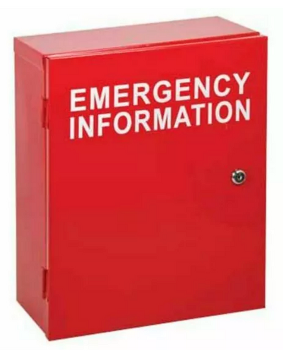 Hazmat EMERGENCY INFORMATION Metal Cabinet Red - Small w325 x h325 x d100