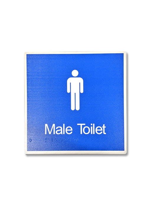 Sign TOILET Braille MALE Wht/BLU - 200 x 200mm ALUM