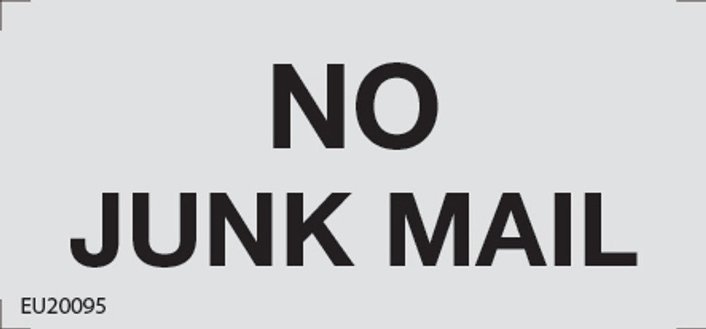 Sign NO JUNK MAIL Blk/Alum - w75 x h35mm ALUM/TAPE