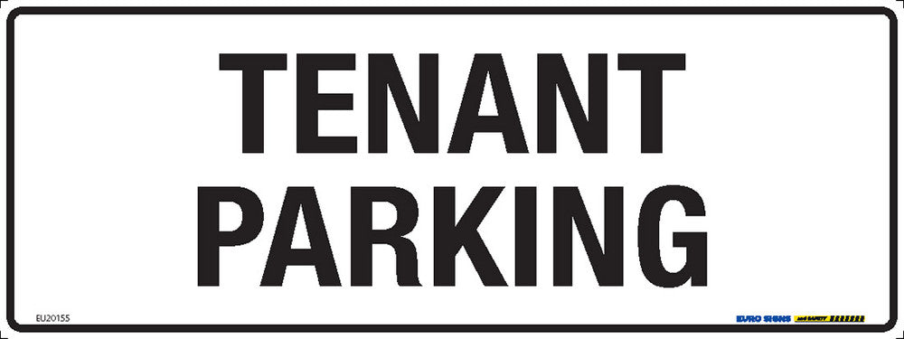 Sign TENANT PARKING Blk/Wht - w400 x h150mm METAL