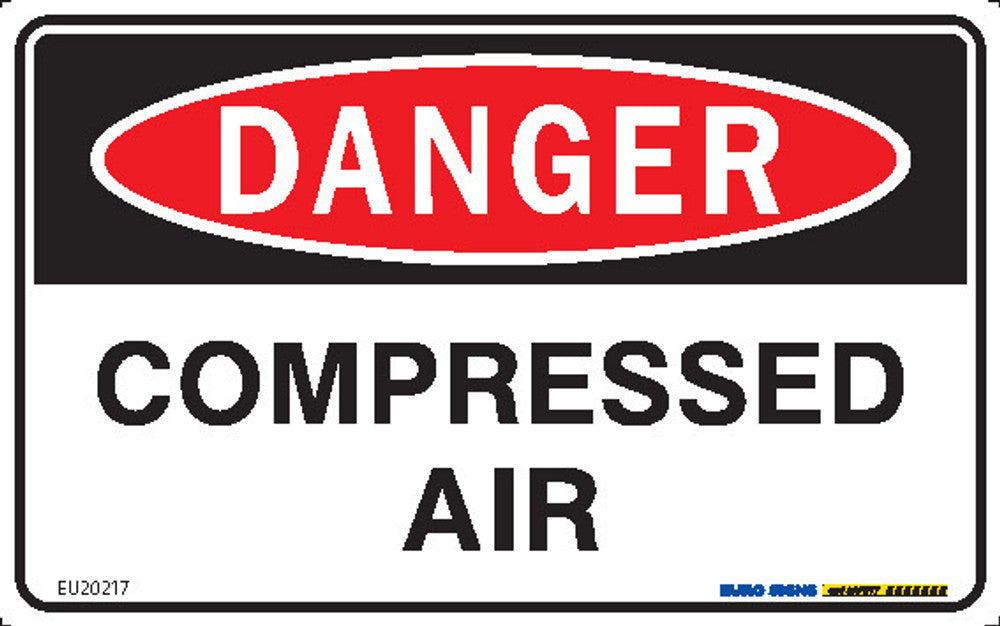 Sign DANGER COMPRESSED AIR Wht/Blk/Red - w200 x h125mm POLY