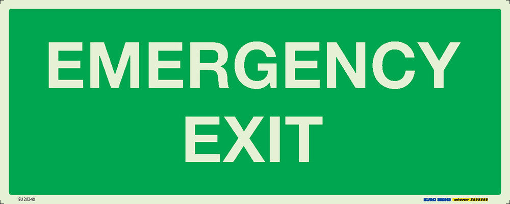 Sign EMERGENCY EXIT Lum. Wht/Grn - w450 x h180mm DECAL