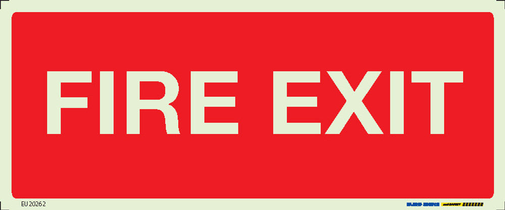 Sign FIRE EXIT Lum. Wht/Red - w300 x h125mm DECAL