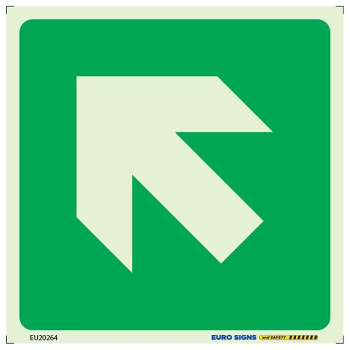 Sign arrow SYMBOL diagonal Lum. Wht/Grn - 180 x 180mm DECAL