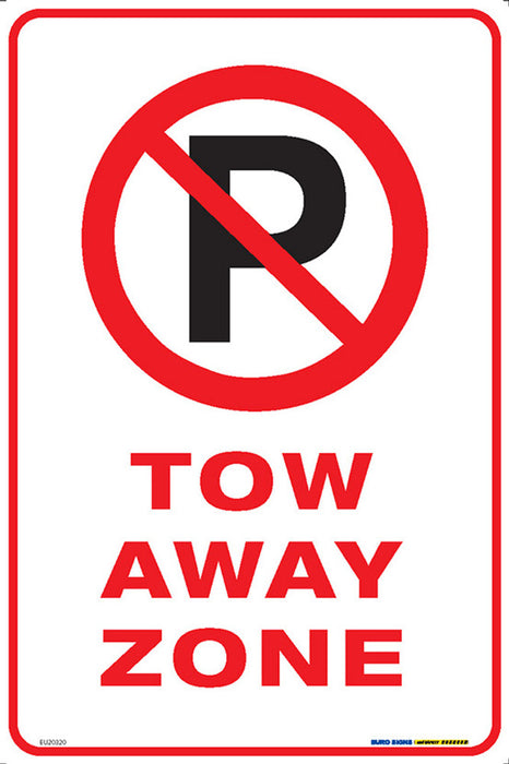 Sign No Parking SYMBOL + TOW AWAY ZONE Blk/Red/Wht - w300 x h450mm METAL