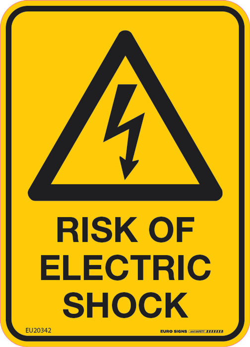 Sign RISK OF ELECTRIC SHOCK Blk/Ylw - w90 x h125mm DECAL