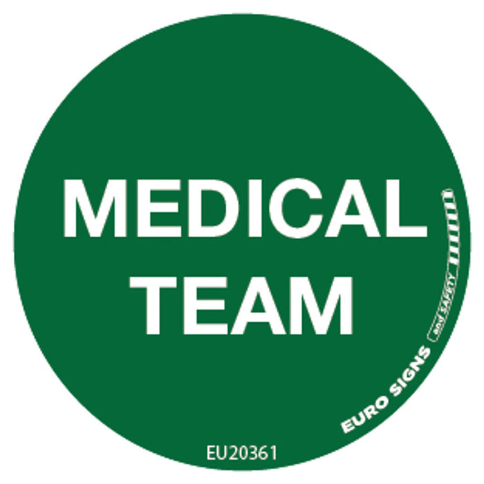 Sign MEDICAL TEAM circle Grn/Wht - dia 50mm DECAL