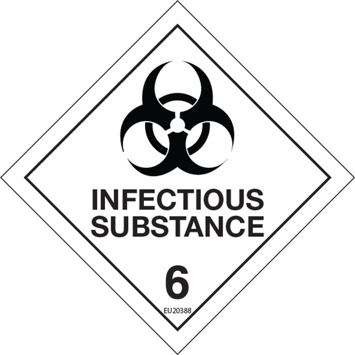 Sign HAZARDOUS SUBSTANCE custom made diamond Blk/Wht - 100 x 100mm DECAL