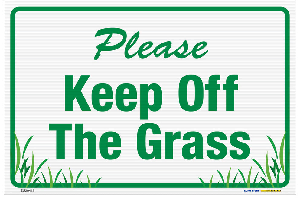 Sign PLEASE KEEP OFF THE GRASS Grn/Wht - w450 x h300mm CORF