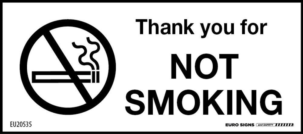 Sign THANK YOU FOR NOT SMOKING +graphic Blk/Wht - w125 x h55mm COMP