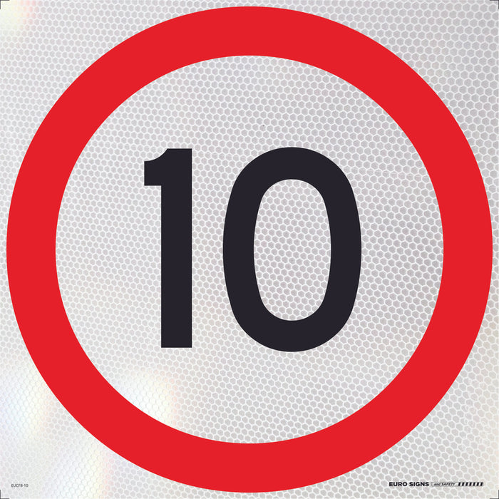 Sign Speed 10km Class 1 Refelct Blk/Red/Wht - 600 x 600mm CORF
