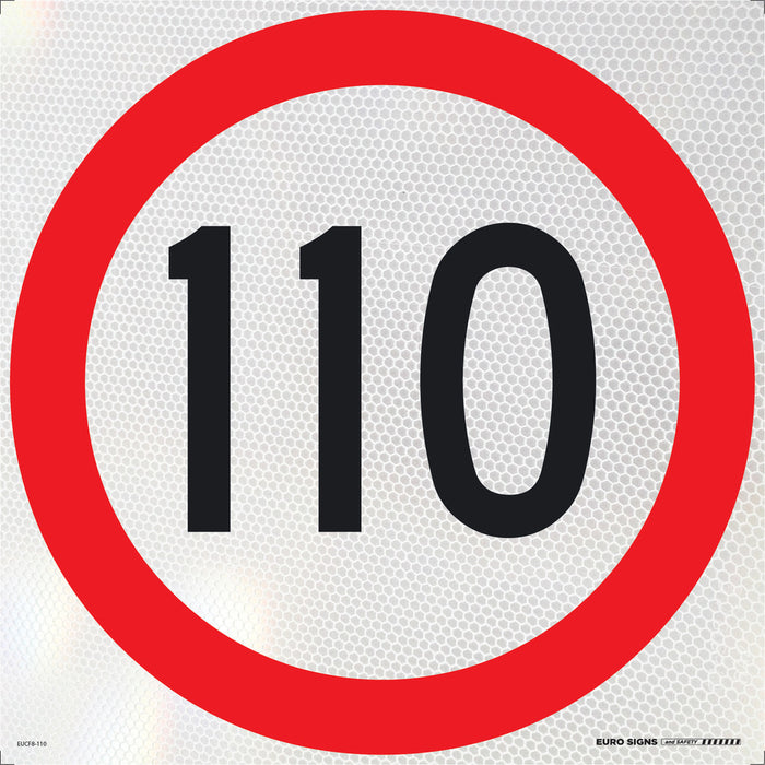 Sign Speed 110km Class 1 Refelct Blk/Red/Wht - 600 x 600mm CORF