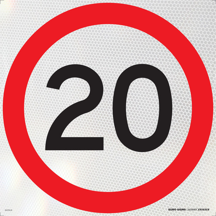 Sign Speed 20km Class 1 Refelct Blk/Red/Wht - 600 x 600mm CORF