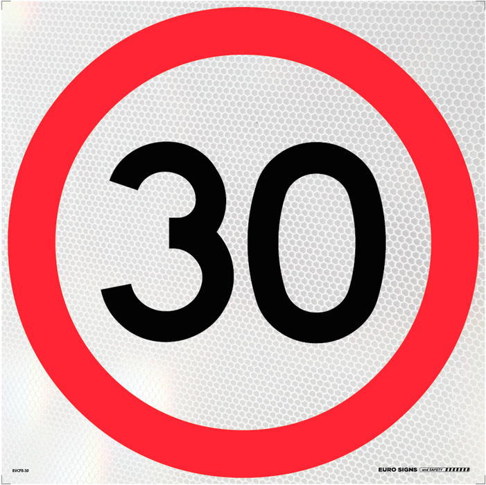 Sign Speed 30km Class 1 Refelct Blk/Red/Wht - 600 x 600mm CORF